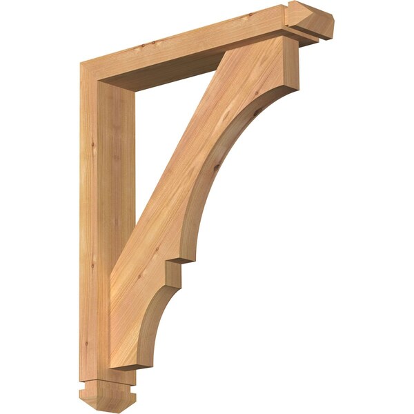 Ekena Millwork Balboa Arts and Crafts Smooth Bracket w/ Offset Brace, Western Red Cedar, 3 1/2"W x 18"D x 22"H BKT0402X18X22BOA03SWR - main